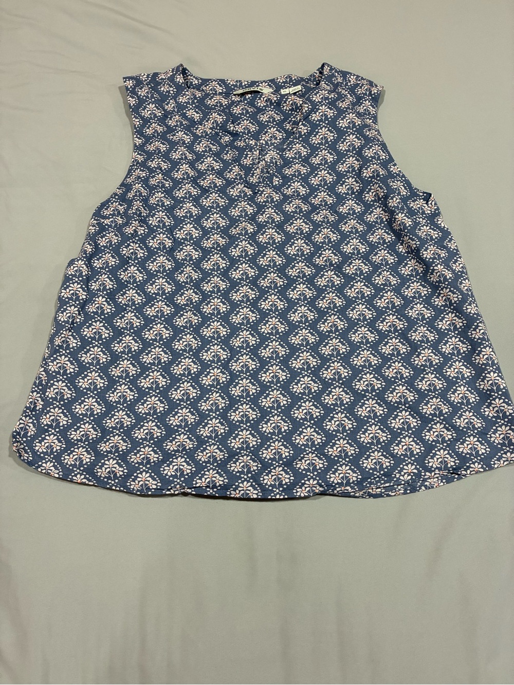 Orvis Blue Printed Sleeveless Tank Top XL cotton